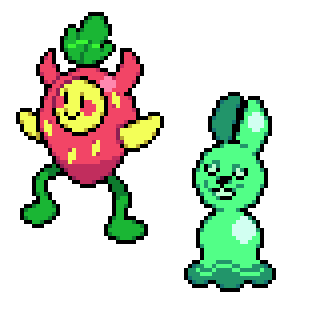 Pixel art of Num-num and Goobun.